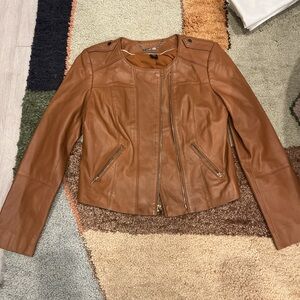 White House Black Market Tan Leather Jacket
